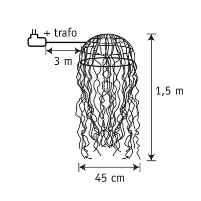 Kronleuchter Qualle mit warmweißer LED-Beleuchtung – H150 x Ø45 cm – Silber