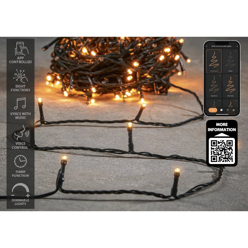 Luca Smart Lighting Weihnachtsbaumbeleuchtung mit 100 LED-Lichtern – L1000 cm – Warmweiß