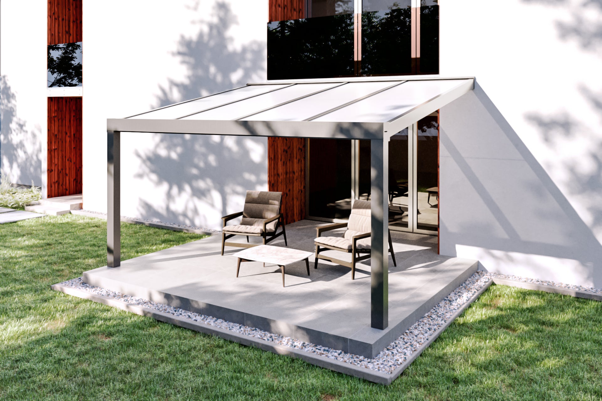 Polycarbonat Opal Aluminium Terrassenüberdachung